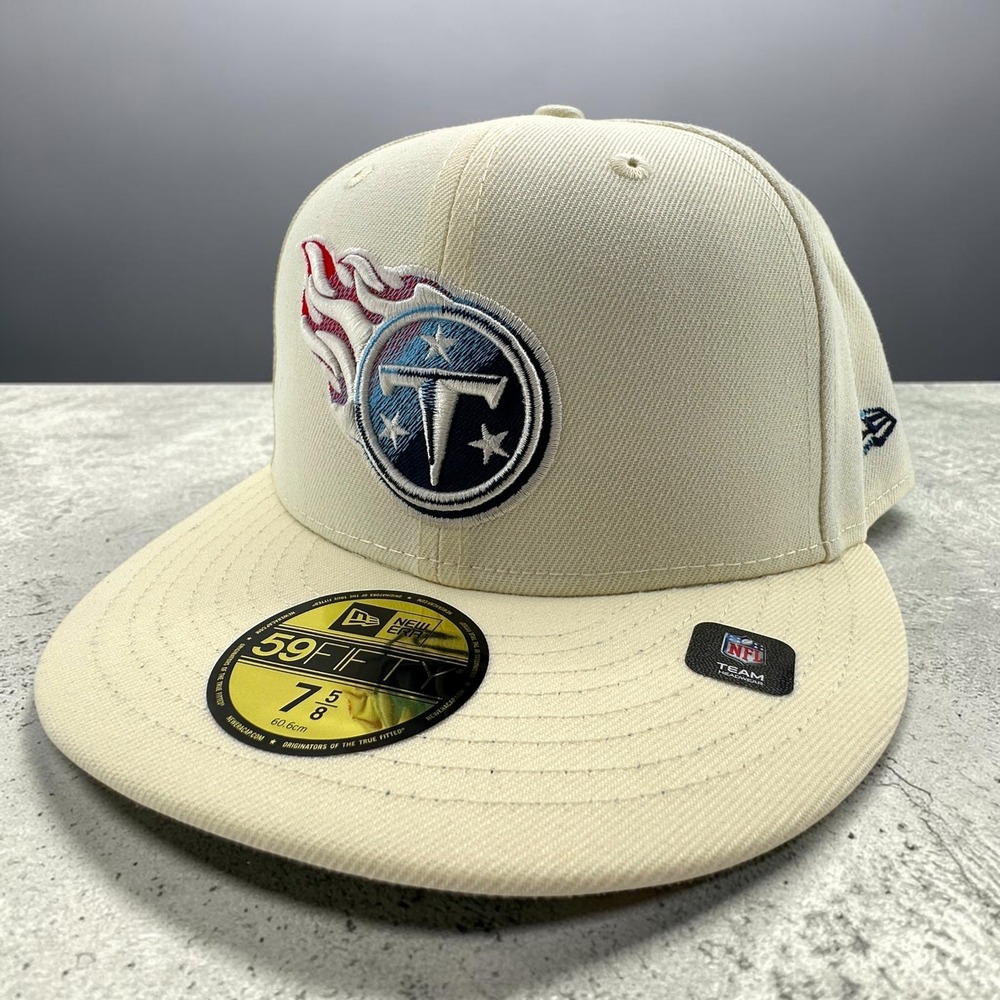 Tennessee Titans Fitted Hat Sz 7 5/8 Cream New Era 59FIFTY NFL Team Headwear NEW